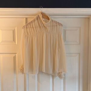 Zara Cream sheer Ruffle Blouse